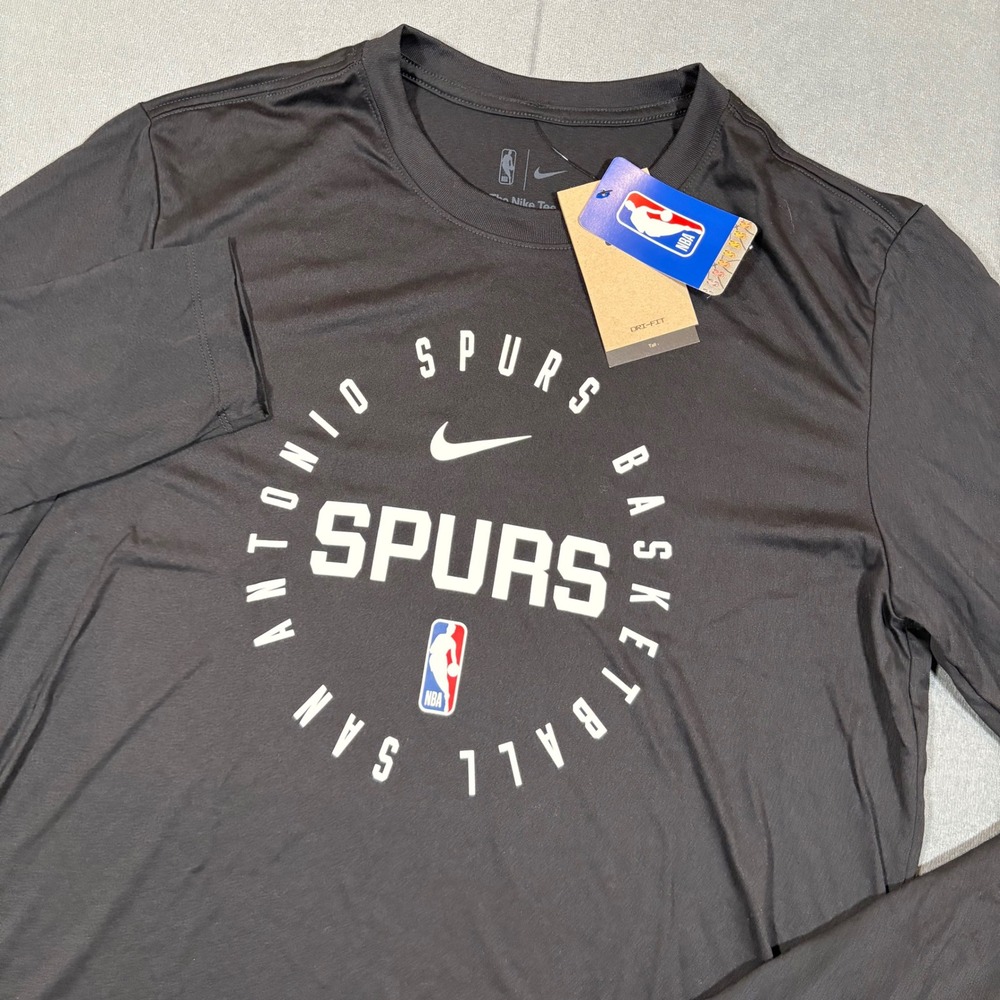 San Antonio Spurs Mens Nike 2024-2025 Long Sleeve Practice Tee Black Large Tall